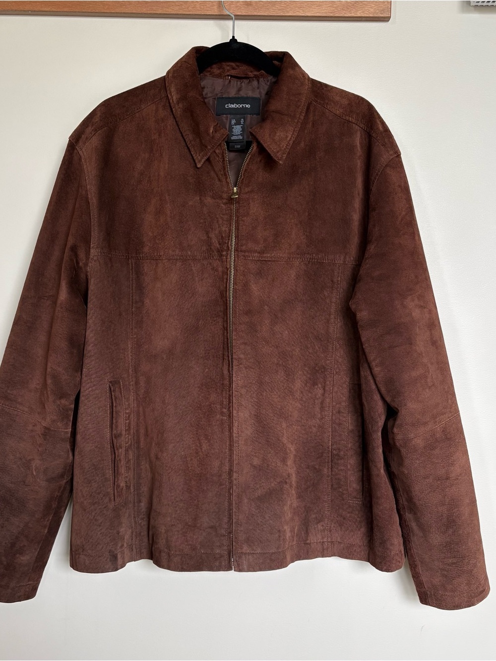 Claiborne Brown 100% Suede Leather Zip Up Jacket XL